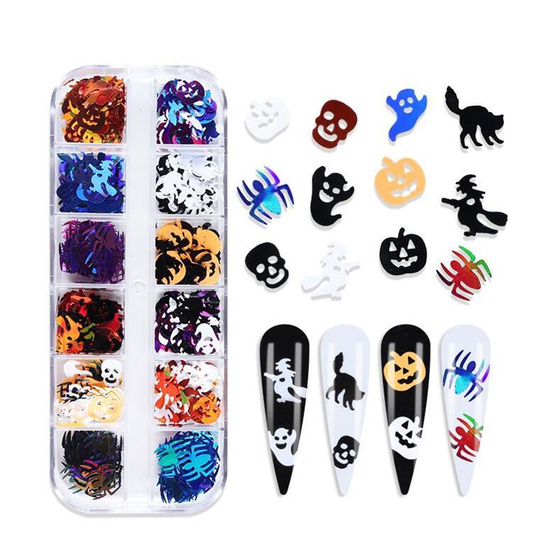 12 grile 3D Skull Ghost Nail Paiete
