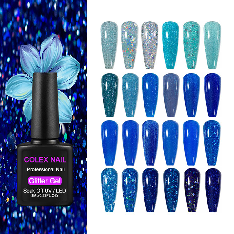Polis de gel de glit de 8 ml cu sclipici albastru