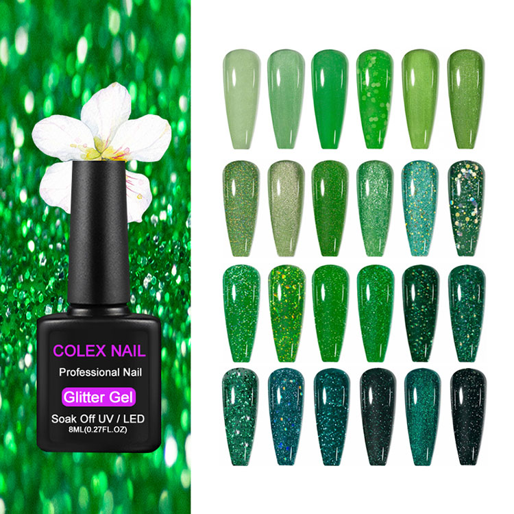 Polis de gel de glit de 8 ml de glitter verde