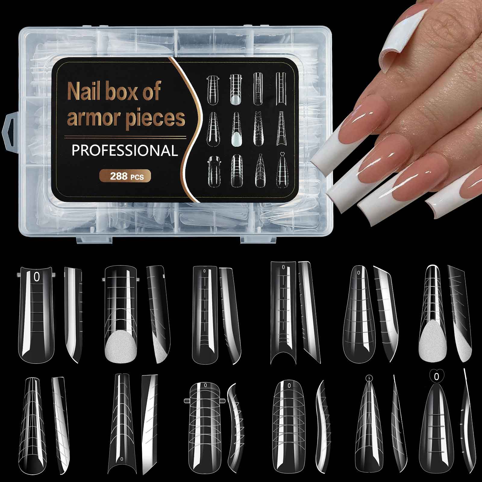 Dual Nail Forms Nail Tips 12 Forme 288 buc pentru poli gel de unghii