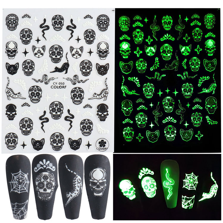 Autocolante luminoase pentru unghii de Halloween