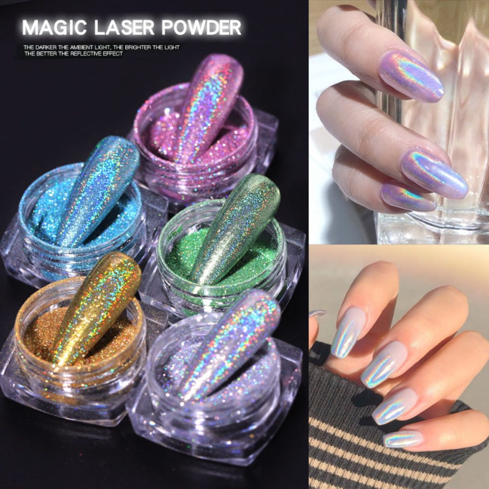 Pulbere cu sclipici curcubeu laser