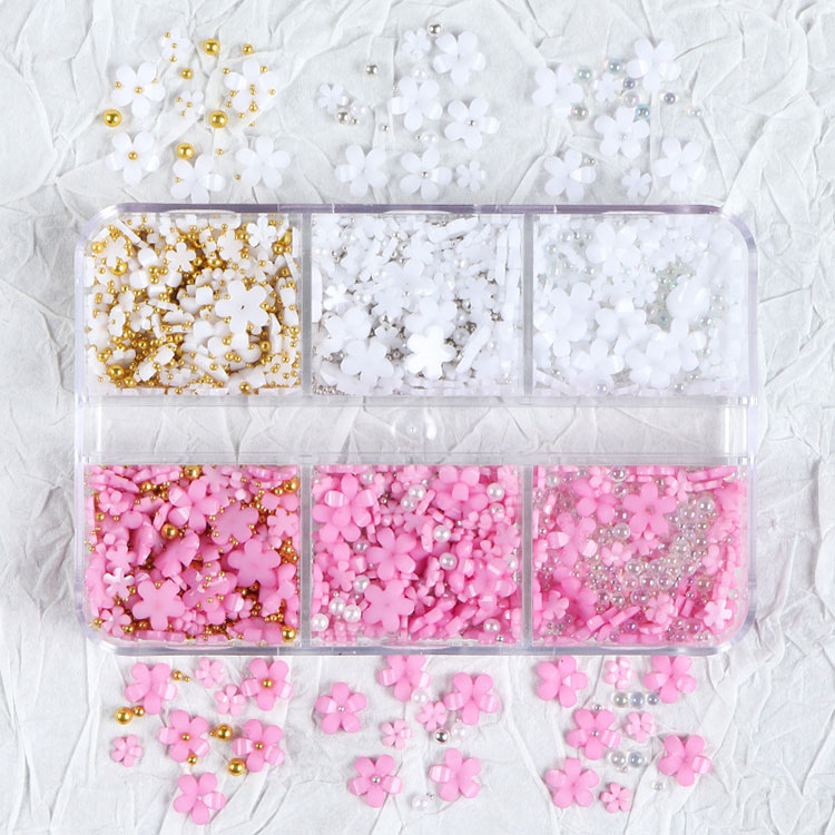 Articole pentru unghii de primăvară Floare de cireș cu perle Manichiură Decoratiuni pentru unghii DIY